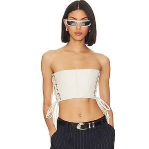 Camila Coelho | Juliana Leather Crop Top in Ivory
